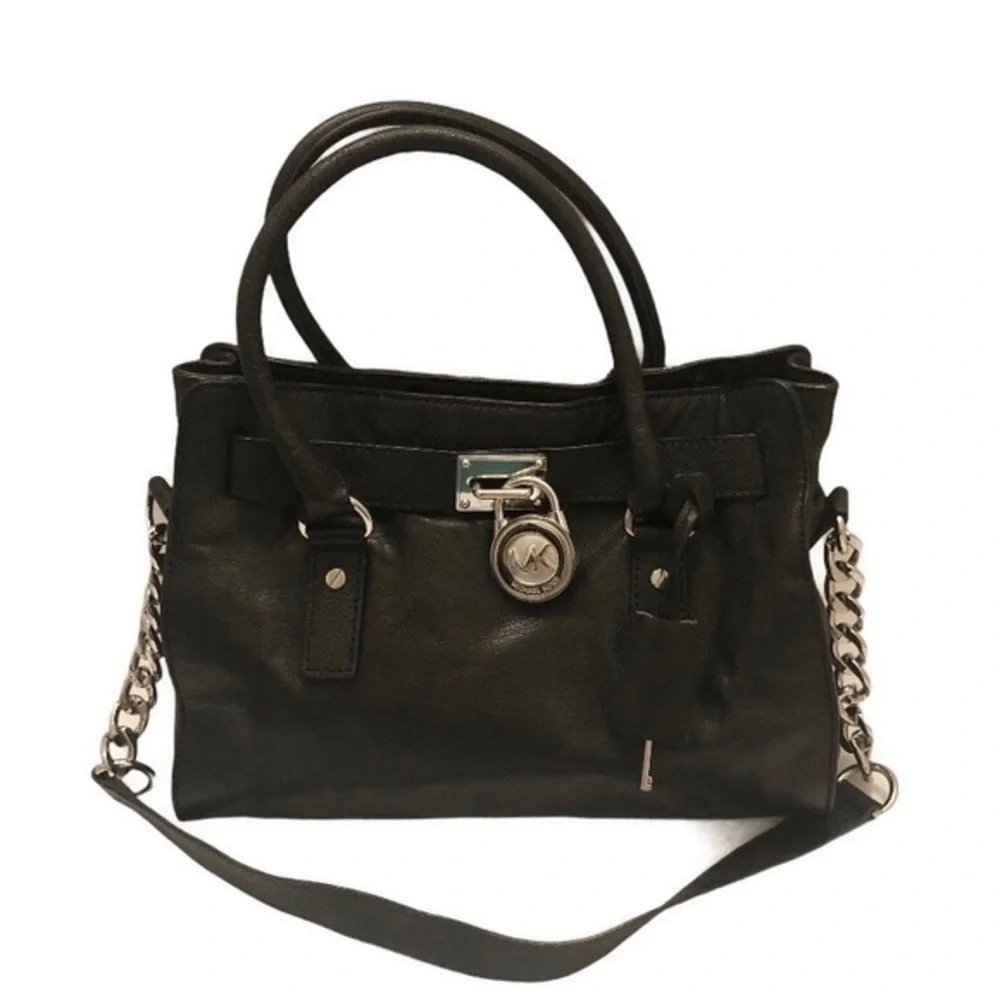 Michael kors black leather Hamilton satchel bag